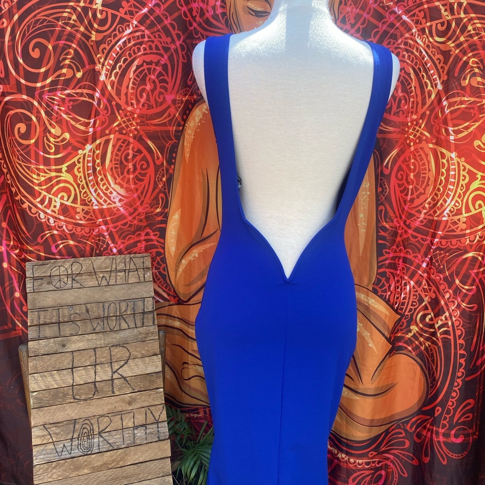 Symphony Blue Backless Maxi Dress - Size Large - NWT
